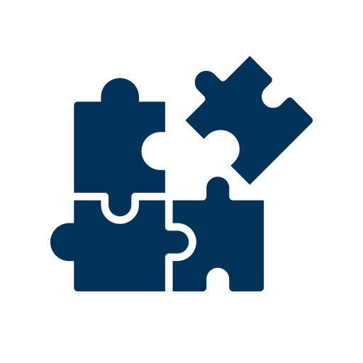 Symbol vier Puzzlest&uuml;cke f&uuml;r Gemeinschaft
