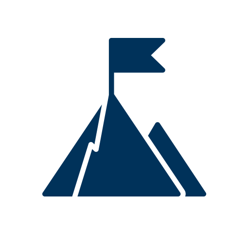 Symbol Gipfel Berg mit Zielflagge f&uuml;r Qualit&auml;t
